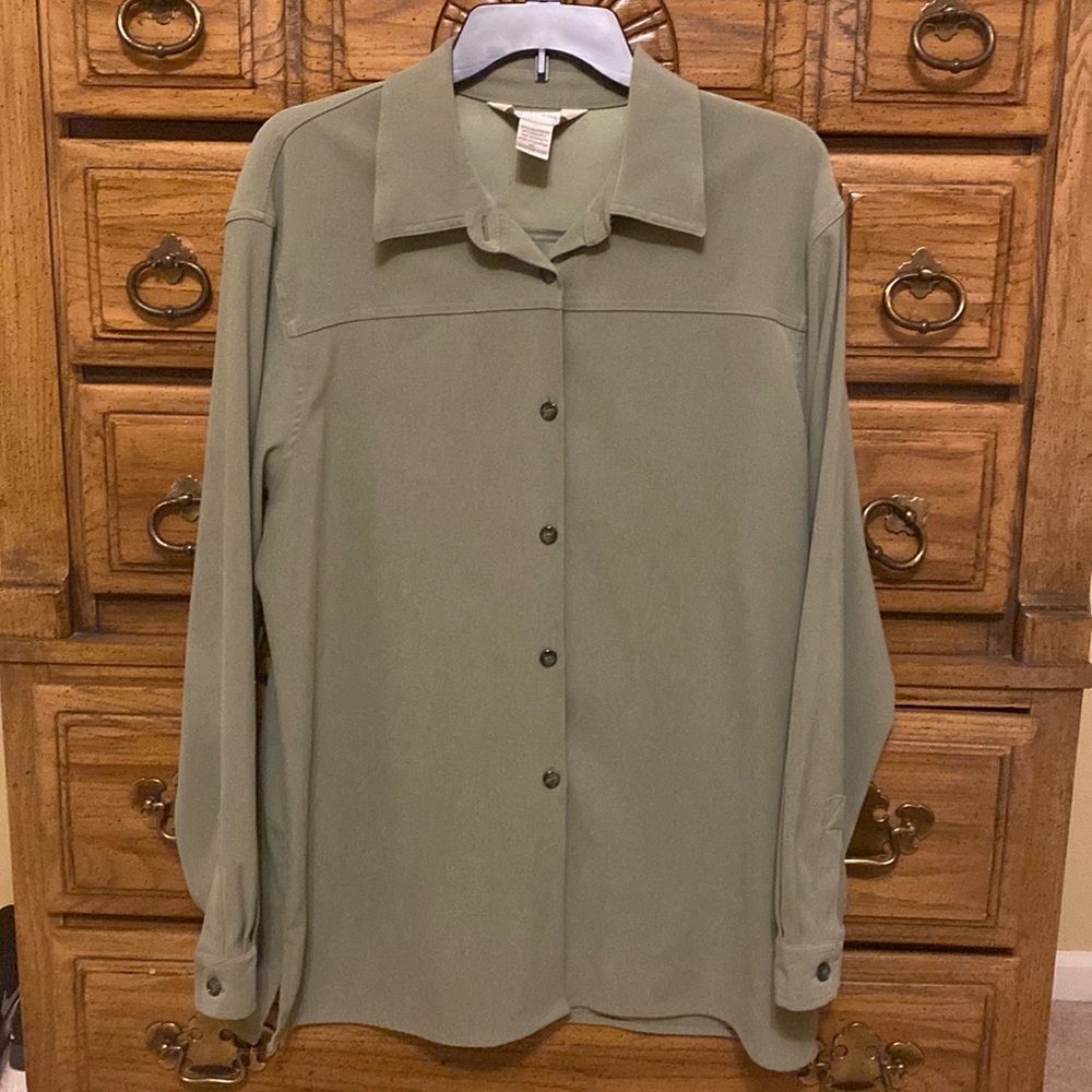 Casual Corner Long-sleeve Tunic Shirt Green Women’s XL